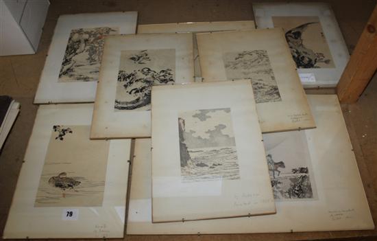 Five 19th Century Japanese prints by Bairie & Shotei & 2 early Hokosai & a Morikuni print